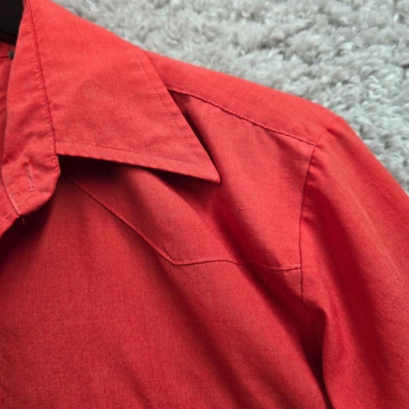 High Country Shirt Mens Medium Orange Western Pearl Snap Cowboy Rodeo Ranchwear‎ - Picture 3 of 13